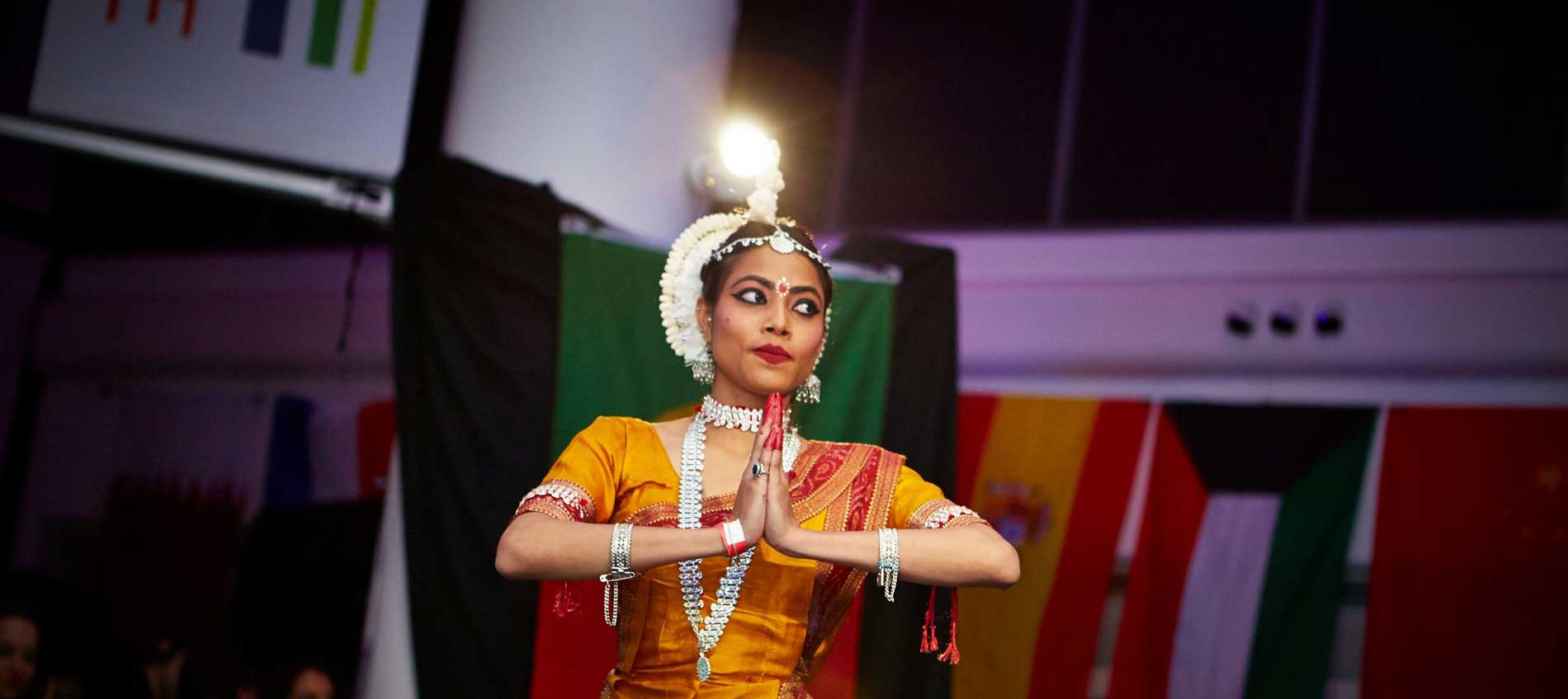 Indian student dancing for India digital campaign banner